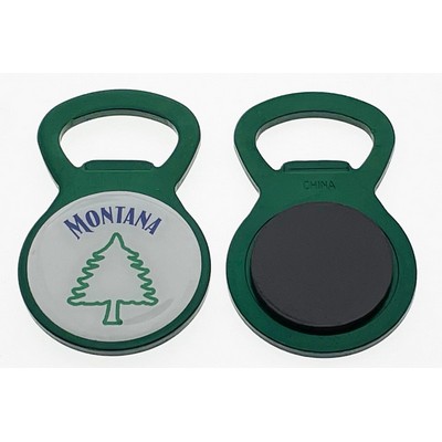 Dark Green Circle Bottle Opener Magnet