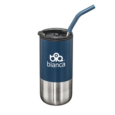 Bondi Double Wall SS Tumbler w/Straw -18oz Blue