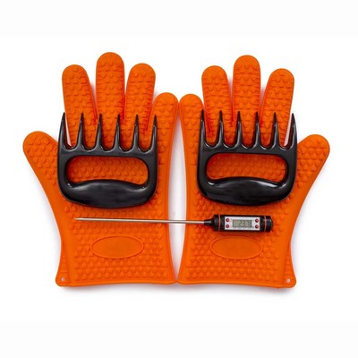 Silicone BBQ Gloves Digital Grilling Thermometer