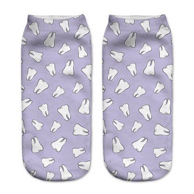 3D Digital Purple Low Cut Socks - Tooth