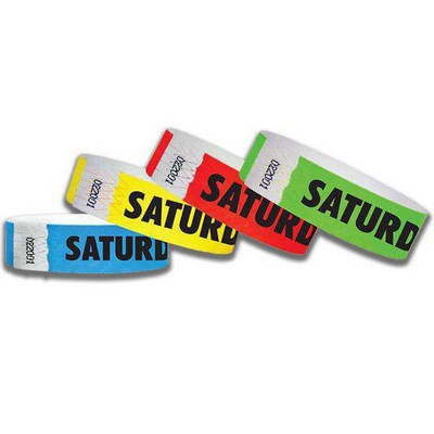 3/4" wide x 10" long - 3/4" Saturday Tyvek Wristbands Printed 1/0