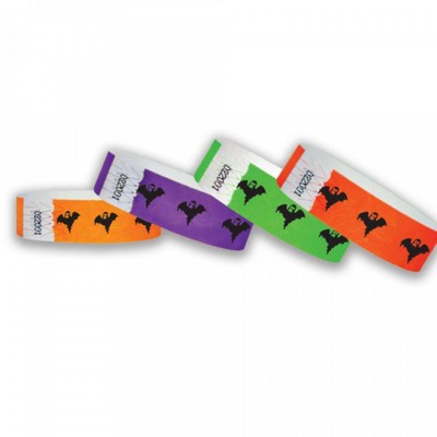 3/4" wide x 10" long - 3/4" Tyvek Halloween Ghosts Wristband Printed 1/0