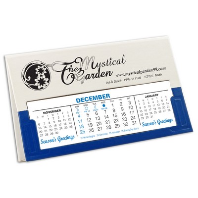 MMA Deskdate® Refillable Desk Calendar White/Blue