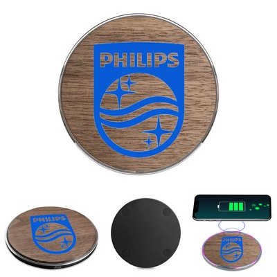 15W Qi Wireless Charger - Walnut Wood