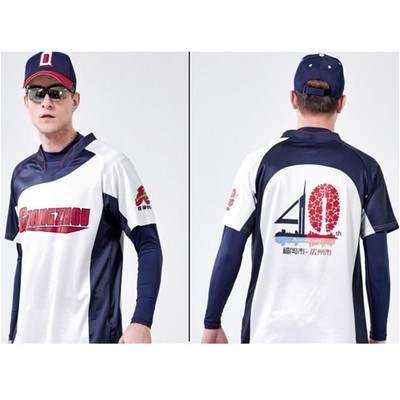 Premium Full Sublimation Mandarin Collar Raglan Baseball Jersey - Star Dot Mesh