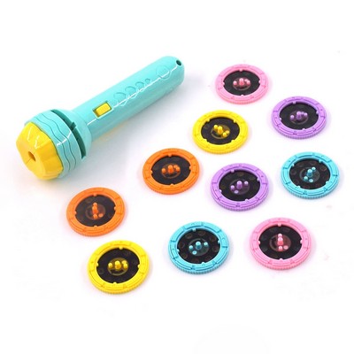 Kid Projection Fashlight 1pc with Projection Card 10pcs, use 3*AG13# Button Cell included