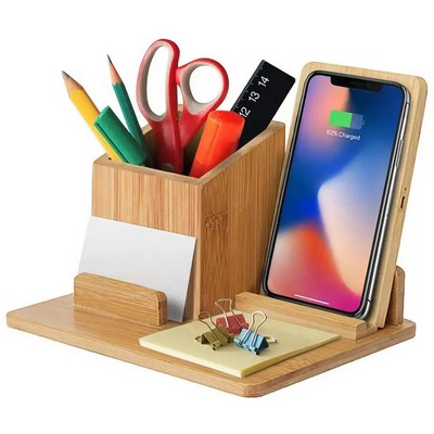 Bamboo Wireless Desk Organizer (10W) (BOARDMAN)