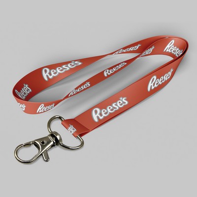 1" Texas Orange custom lanyard printed with company logo with Thumb Trigger attachment 1"