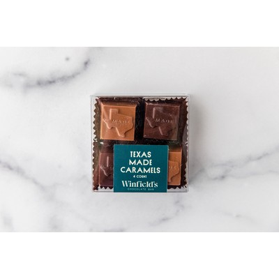 Texas-Made Caramels 4PC Milk Chocolate Clear