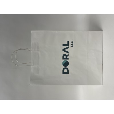 Digitally Printed White Kraft Paper Shopping Bag (13"x7"x17")