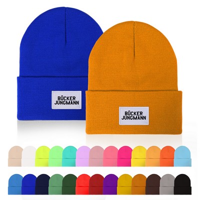 Knit Beanie w/ Woven Patch