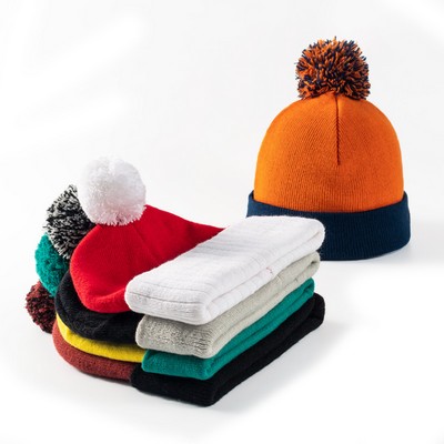 Soft Cuff Pom Winter Beanie