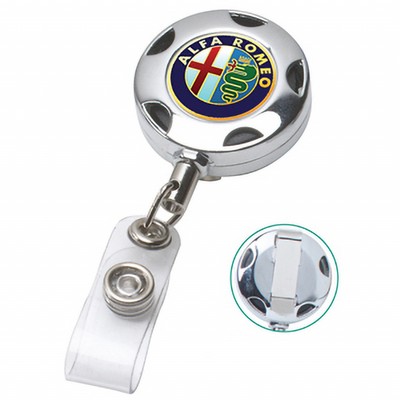 32" Turbo Chrome Metal Badge Reel w/ Metal Slip Clip