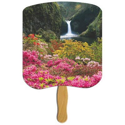 Flower Garden Scene Hand Fan Stock Graphic