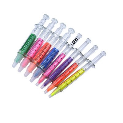 Novelty Syringe Shaped Highlighter w/Transparent Barrel