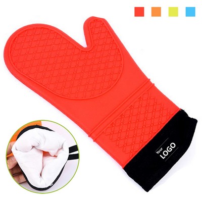 Heat Resistant Silicone Oven Mitt with Soft Cotton Lining