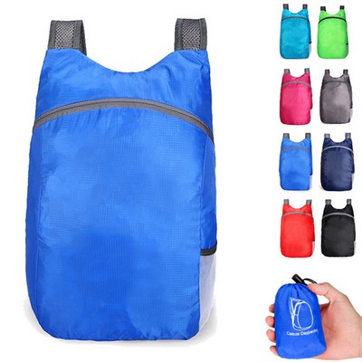 Foldable Polyester Backpack in Drawstring Pouch: Portable Convenience