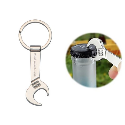 Wrench Shaped Zinc Alloy Bottle Opener With Key Ring