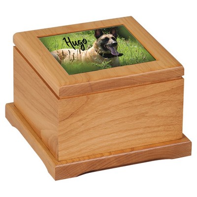 4.25" Red Alder Pet Urn with Tile Insert