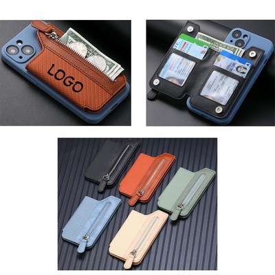 PU Leather Cell Phone Wallet Card Holder