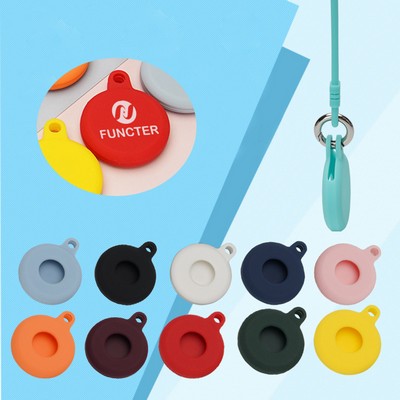 Circular Silicone KeyTag Tracker Case Access Card Sleeve Anti-Lost Protector Holder W/Silicone Strap