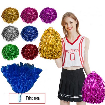 Metallic Foil Cheerleader Pom poms with Plastic Handle