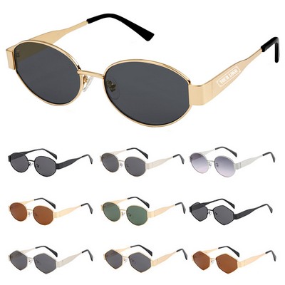 Retro Oval Metal Frame Sunglasses