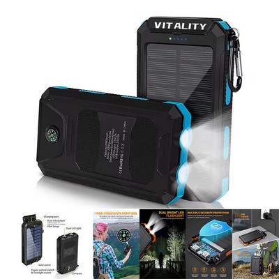 Waterproof Solar Phone Chargers With Compass - 8000Mah