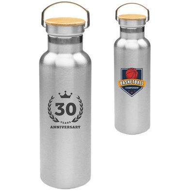 20 oz. BPA free Wood top Insulated Water Bottles w/ Handle