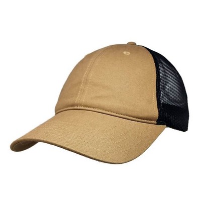 Big Size Tan/Black Low Profile Unstructured Mesh cap