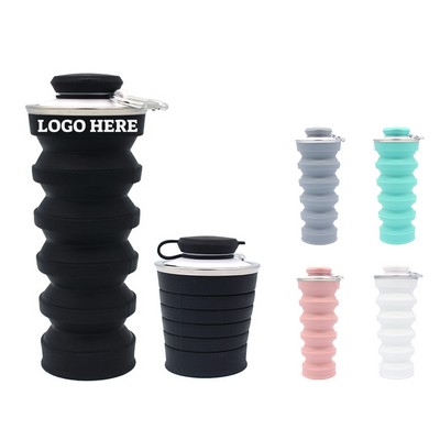 17oz Silicone Collapsible Water Bottle with Carabiner