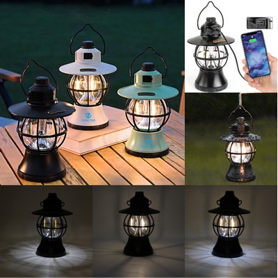 Rechargeable Lantern Vintage LED Light Portable Camping Light Tent Bulb for Picnic Outdoors