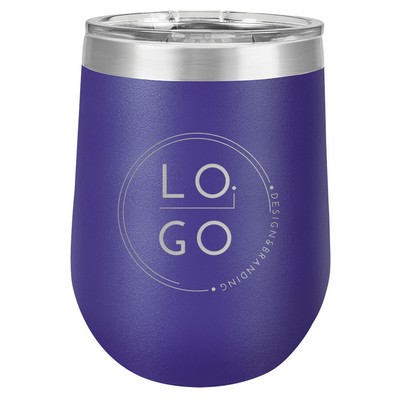 Purple Stemless Tumbler, 12 oz. Insulated Polar Camel with Clear Lid