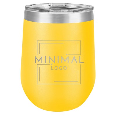 Yellow Stemless Tumbler, 12 oz. Insulated Polar Camel with Clear Lid