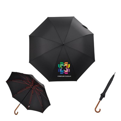 Auto Open Wooden Handle J Stick Umbrella