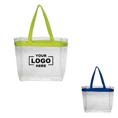 Color Handles Clear Plastic Tote Bags