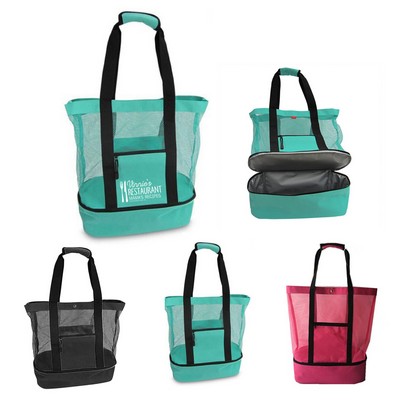 Mesh Beach Tote Cooler Bag