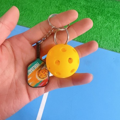 Pickleball Keychain With Paddle and Ball