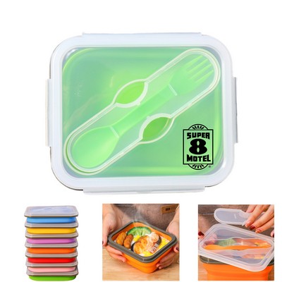 700ML Collapsible Silicone Lunch Bowl with 2 in 1 Spoon Fork