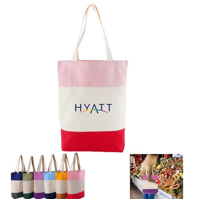 Breast Cancer Awareness Tri-color Canvas Tote Bags