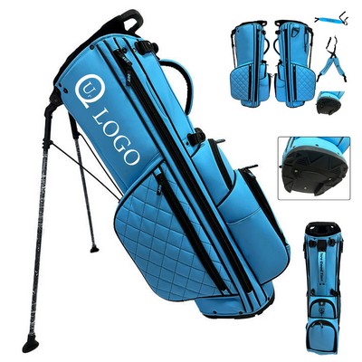 Embroidered Diamond Check Pu Golf Bag