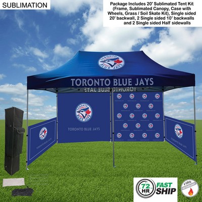 72 Hr Fast Ship - Full Tent Package 1, 20' Sublimated Tent, 2 10' backwalls, 2 half sidewalls