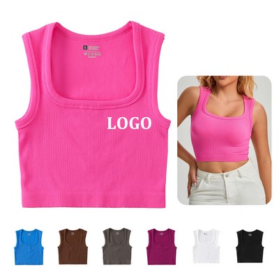 Womens Ribbed Longline Sports Bra