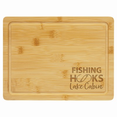 Bamboo Rectangle Cutting Board with Drip Ring, 11-1/2" x 8-3/4"