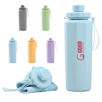 20oz Silicone Sports Foldable Water Bottle