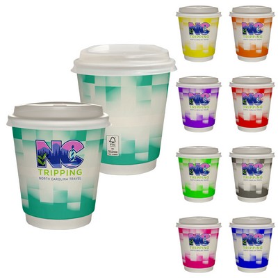 10 oz. Full Color Shaded Checkers Insulated Paper Cup With Lid