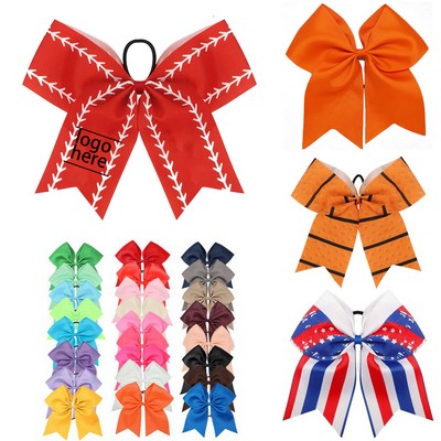 Large Ribbon Cheer Elastic Hair Bows