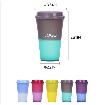 5 Pack Color Changing Cups 17 oz Plastic Cups with Lids