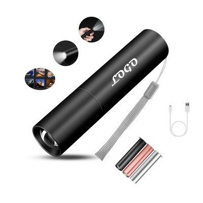 Mini Led Rechargeable Flashlight With Sling