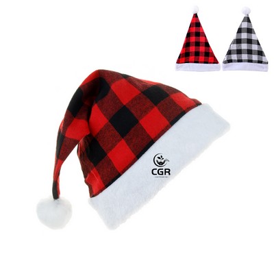 Christmas Santa Hat Red and Black Plaid